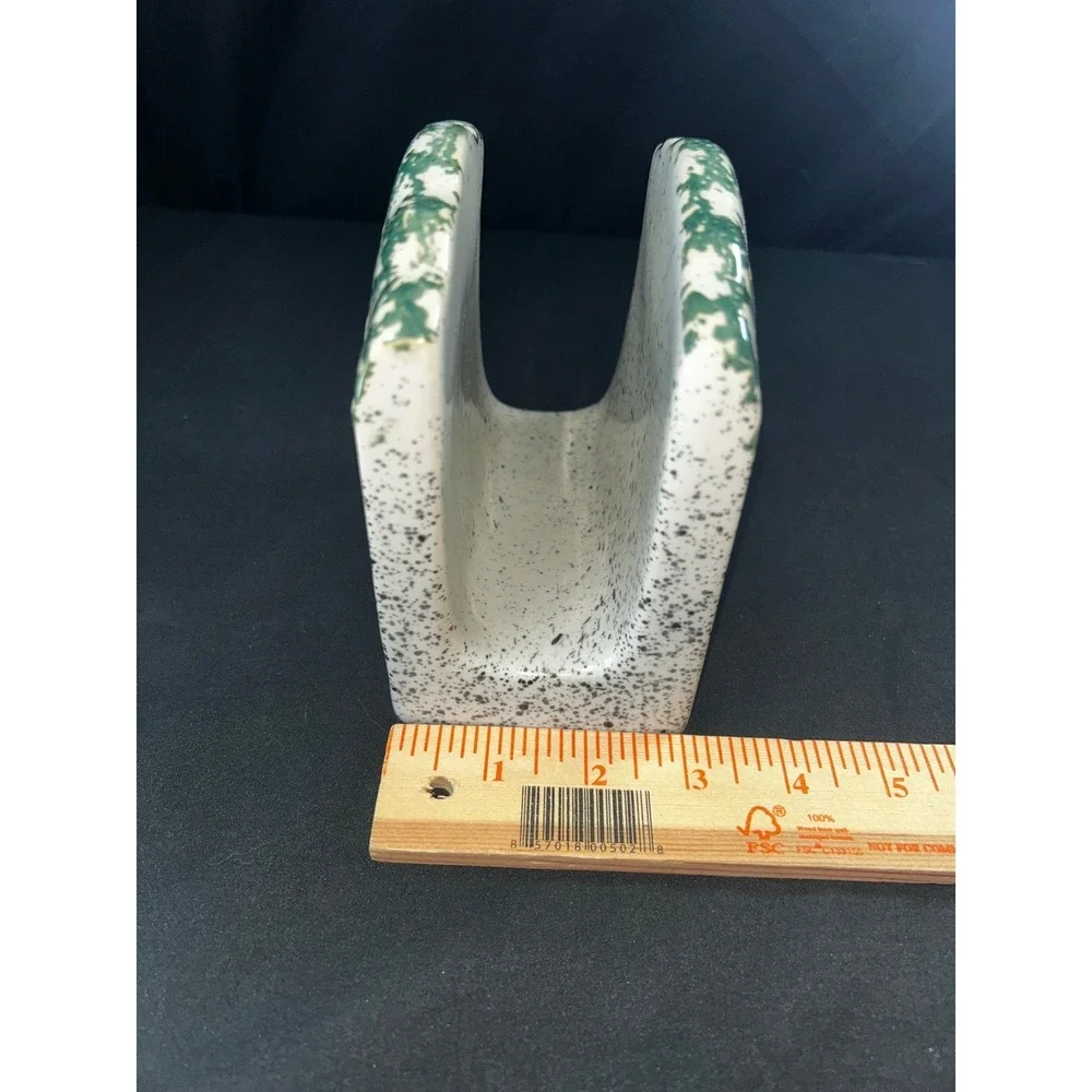 Gibson Design Ceramic‎ Napkin Holder Rustic Birdhouse Speckled Green Kitchen
